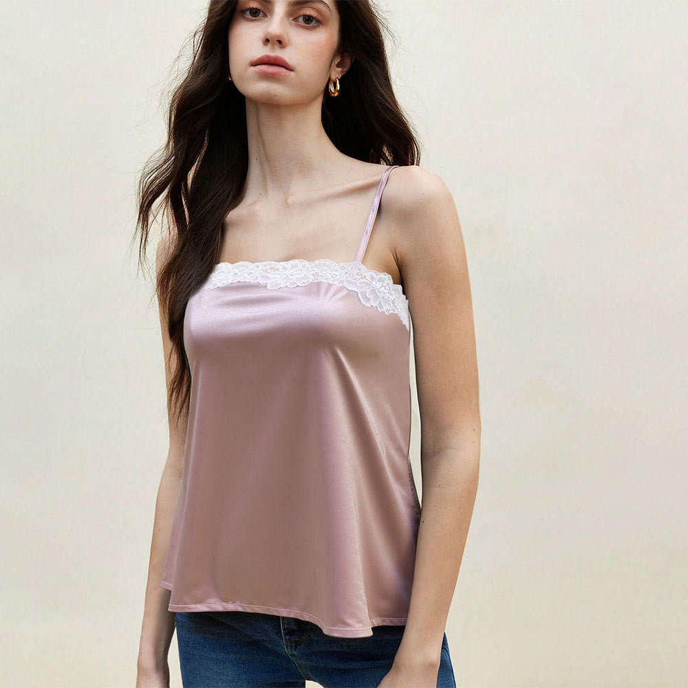 sense of design lace edge suspender tops female summernew arrival light pink thin strap silm inner wear hot girl chest wrap