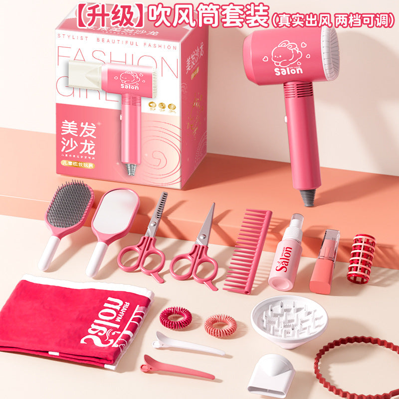 Kids' hair salon playset - realistic pretend play kit with hairdressing tools, comb, straightener, curling iron - perfect birthday gift for girls