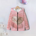 Kids' hoodie jacket, cross-border hot seller: cute cartoon print fashion zip-up hoodie for girls, dropshipping available