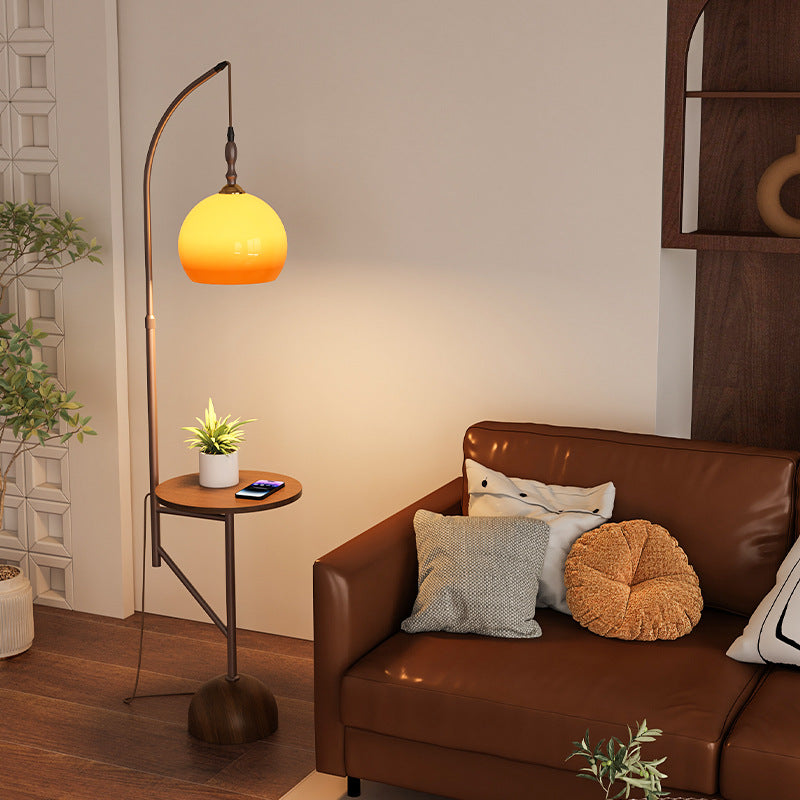 Floor lamp living room sofa side storage rack integrated bedroom grapefruit sunset lamp medieval atmosphere coffee table vertical table lamp