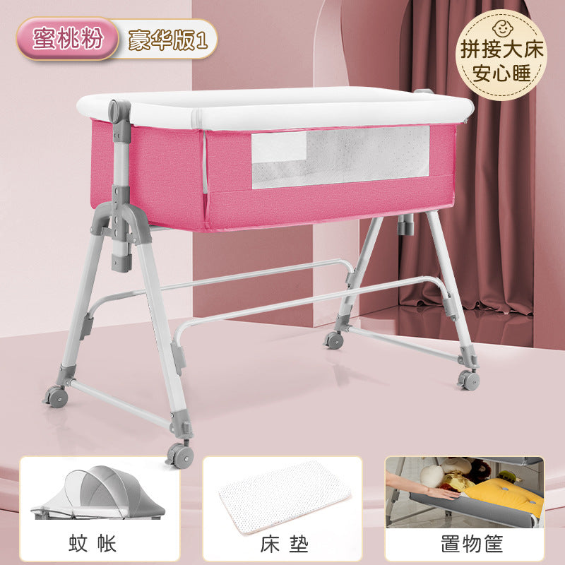 Baby crib baby rocking bed patchwork large bed kids multifunctional foldable adjustable bb newborn toddler cradle bed