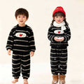 Kids' fall/winter korean style striped cartoon half-fleece pajama set - soft and warm loungewear for boys and girls