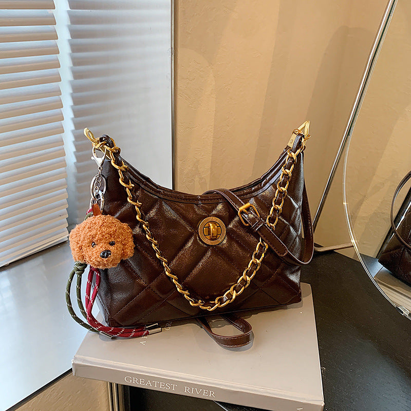 Rhombus texture small bag women's 2025 autumn and winter new chain shoulder underarm bag fashionable foreign commuter messenger bag