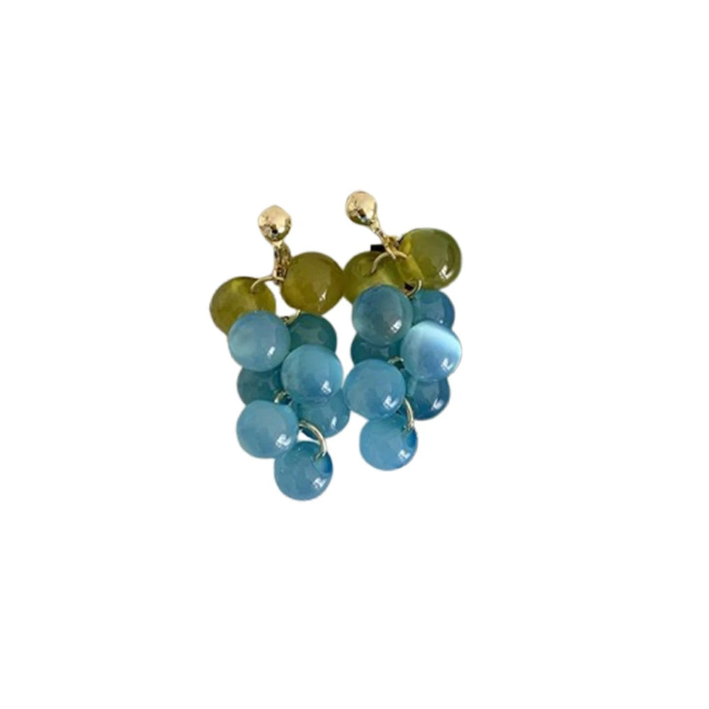 Succulent grape ~ dopamine color block grape cluster earrings for women, 2026 new niche design, high-end earrings