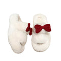 Fairy-style bowknot fuzzy slippers for women, premium autumn/winter 2024, perfect for student dorms and office use, cotton slippers