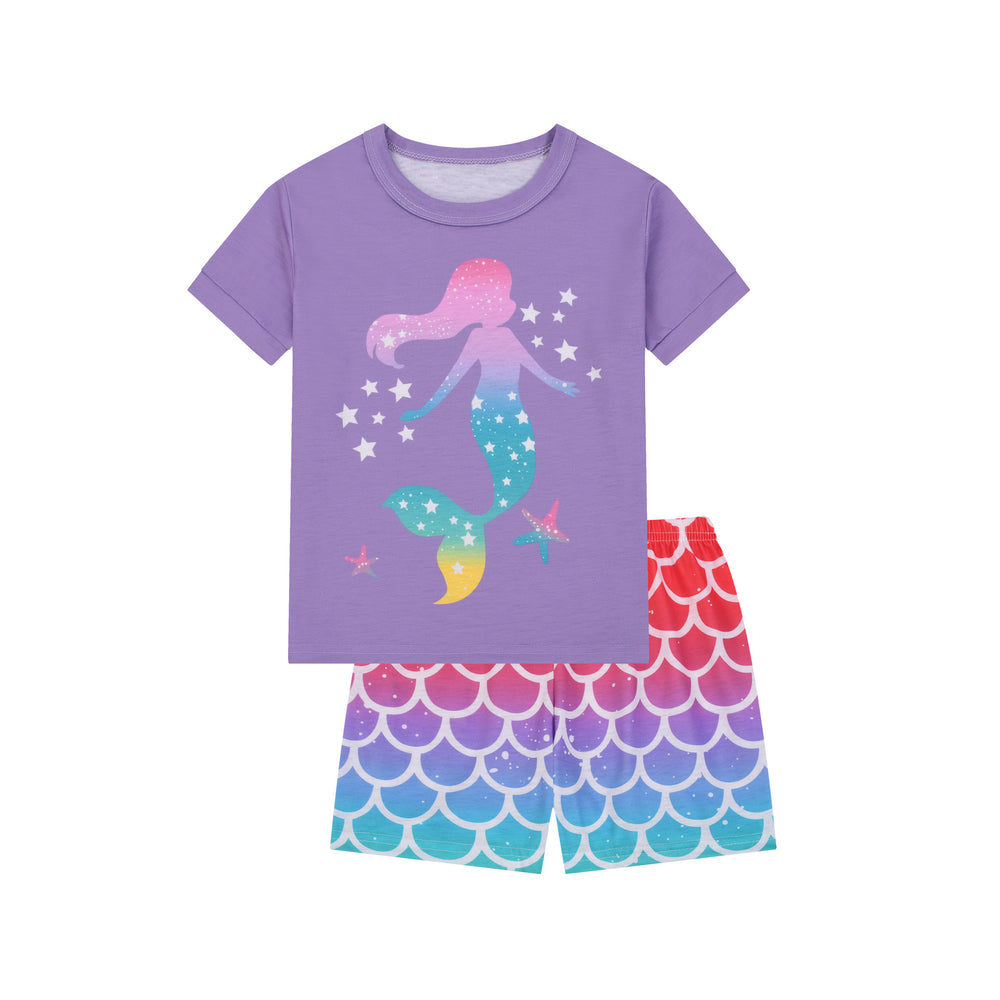 Flame-retardant fabric cross-border foreign trade summer girl home wear dreamy mermaid 2-piece suit
