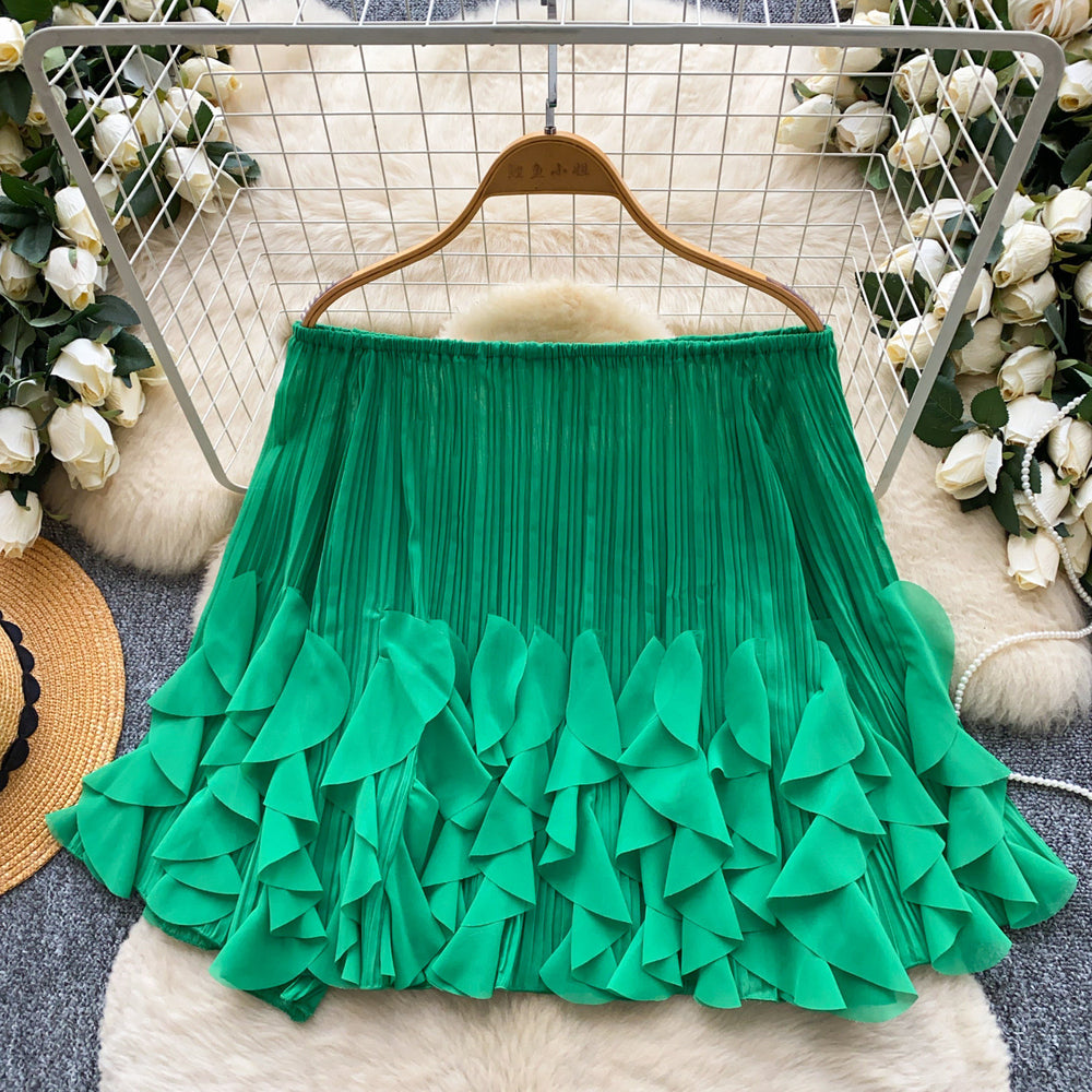 K-stylesense of design petal mesh patchworkshirt women's one shoulder cut out sleeveless looseslimming lookclassytops