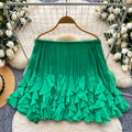 K-stylesense of design petal mesh patchworkshirt women's one shoulder cut out sleeveless looseslimming lookclassytops