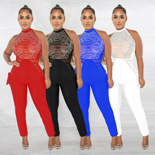 YK2645 European and American sexy, hot diamond strap jumpsuit, nightclub clothes
