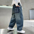 Boys' fall denim pants, spring collection, mid-to-large size, loose fit,  new style, kids' straight-leg trousers, spring/autumn season