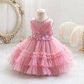 Exportnew arrival female flower girl evening dress tutu cake princess dress first birthday dress baby dress