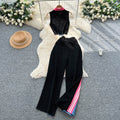 Age-reducing suit for women young lady style classy floral short-sleeved pleated tops + high waistcasualpants two-piece suit