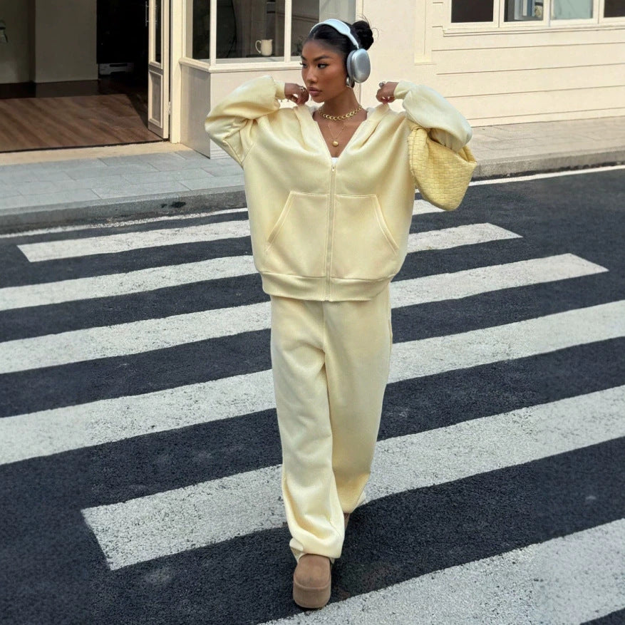 fashion cross-border embroider hooded zipper sweatshirt suit short cardigan outwear suit