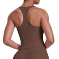 New women's solid color racerback tank top - brushed fabric, quick-dry, compression fit for running, fitness, and yoga