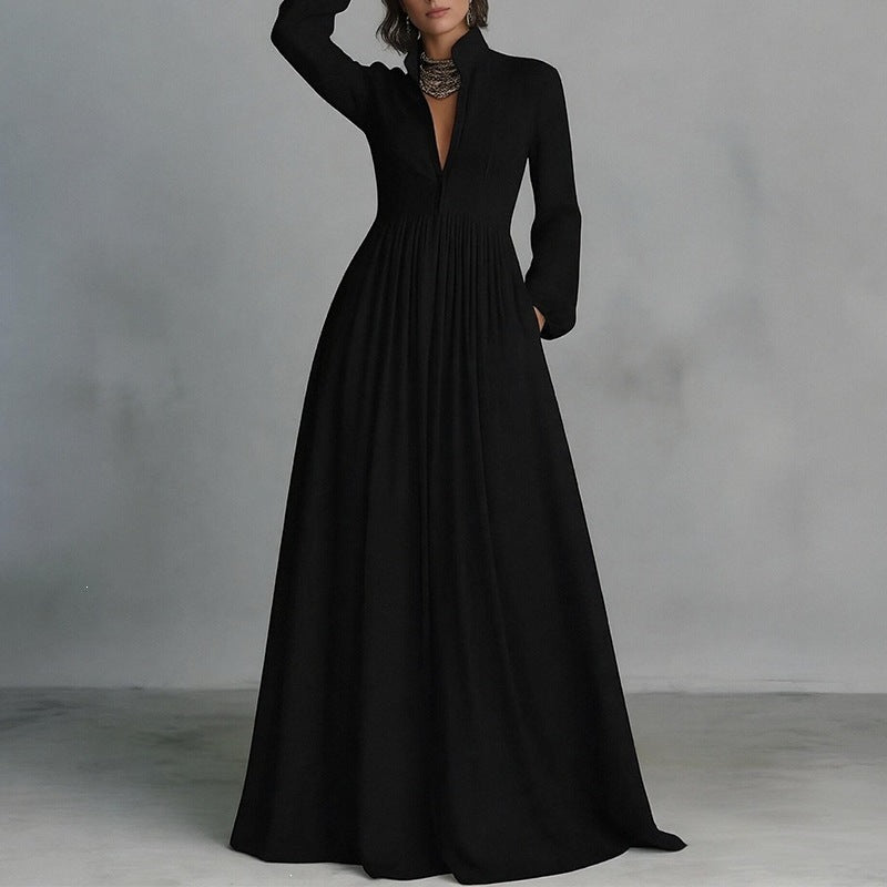 cross-border summer new european and american women's fashion elegant flowy maxi dress