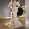 european and american cross-border new  dress v neck feather princess dress gold long mesh evening dress