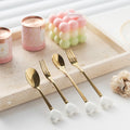 Wow, these are some seriously chic ceramic spoons! stainless steel coffee spoons, afternoon tea cake and dessert spoons, and high-end little forks and soup spoons