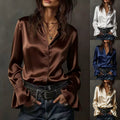 new arrival: solid color wale satin long sleeve blouse