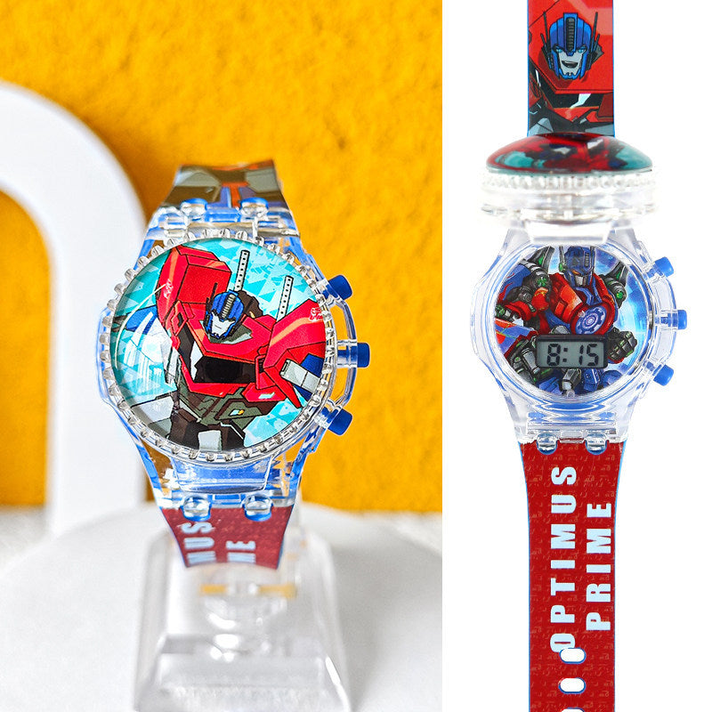 Kids' spider-man watch for boys - zettai revice & ultraman trigger style - flashing, drop-proof, electronic, luminous, and waterproof - perfect for preschoolers!