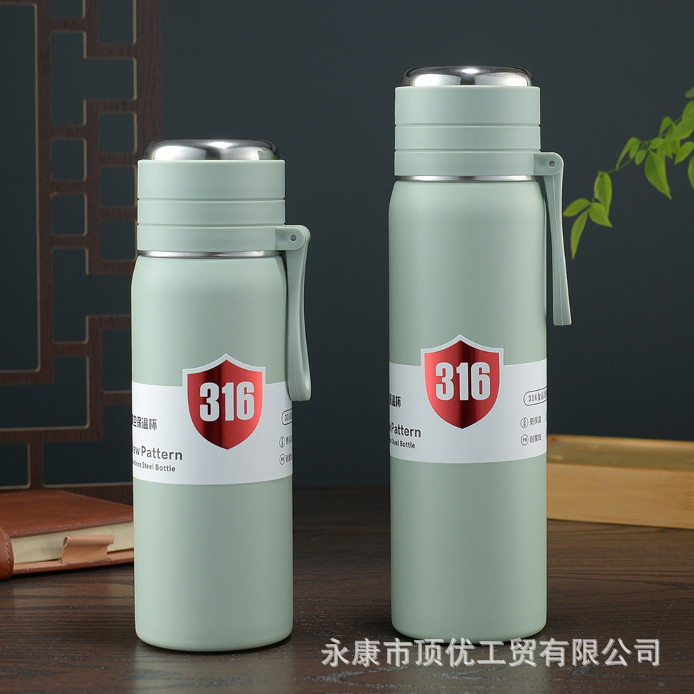 316 handle cup wholesale portable tea cup tea water separation large capacity car water cup full steel lid gift logo