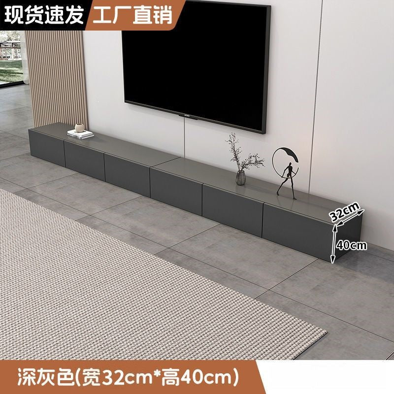 White tv cabinet scandinavian floor-standing small apartment normcore coffee table combination modern casual cream style tv floor cabinet