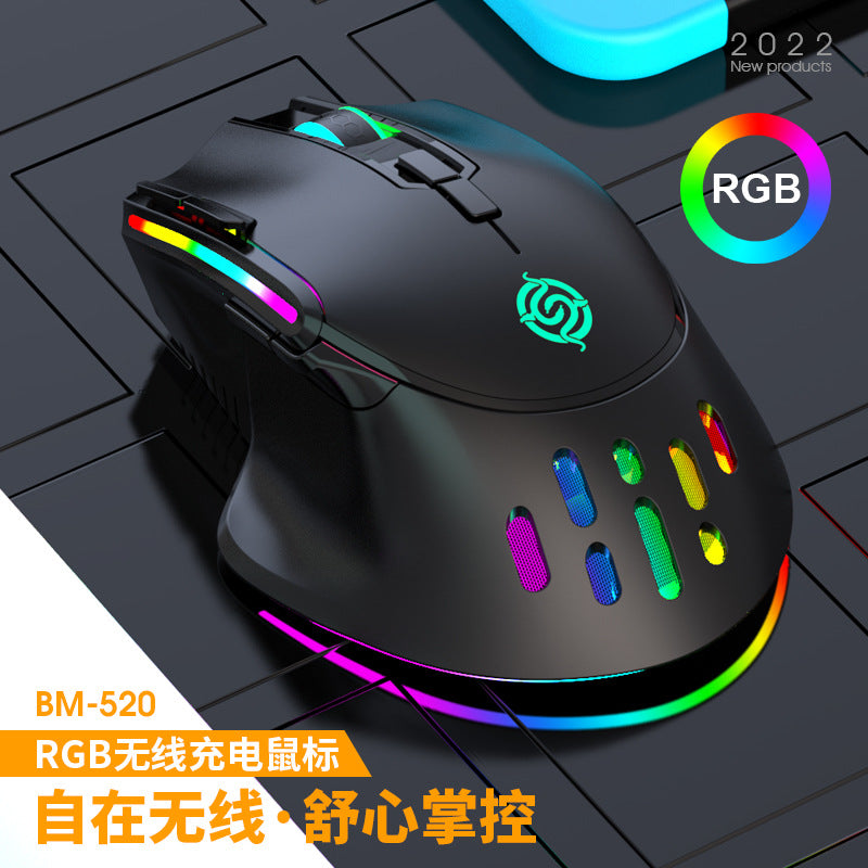 Viper bm520 wireless gaming mouse - rgb lighting, rechargeable, universal for desktop and laptop pcs