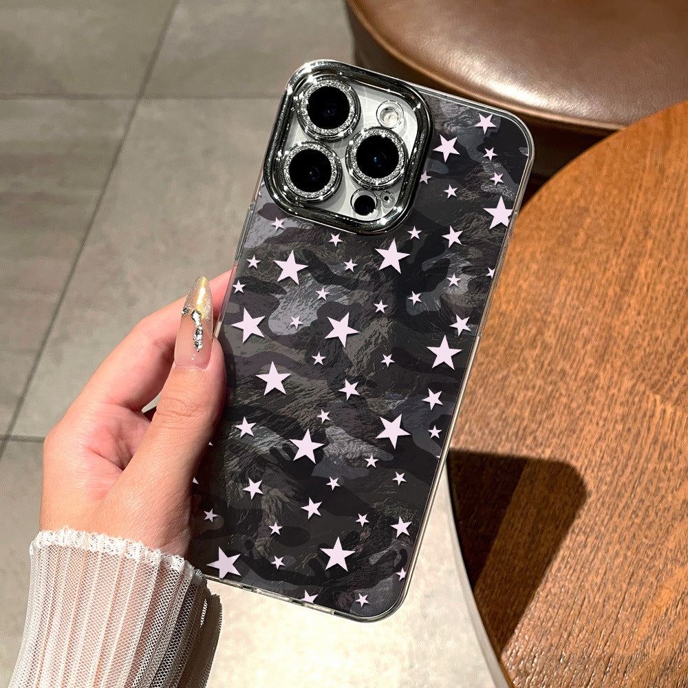 Full screen pink star hole vortex suitable for apple 17 mobile phone case iphone14promax glitter hard case 16