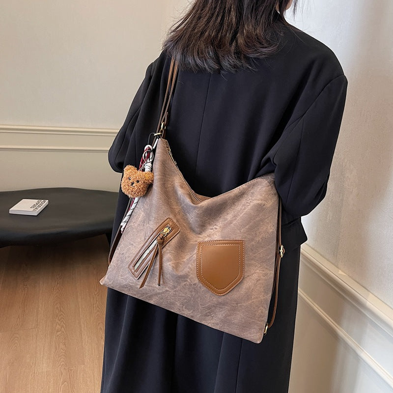 Cross-border high-end retro messenger bag women's 2025 autumn and winter casual versatile single shoulder large-capacity commuter tote bag