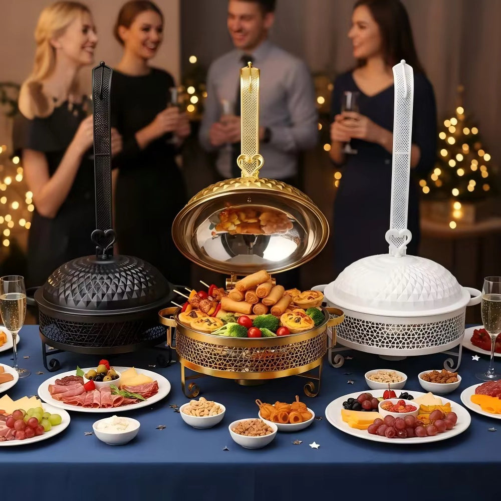 Luxury stainless steel buffet warmer, 8l gold buffet stove, wholesale hotel tableware