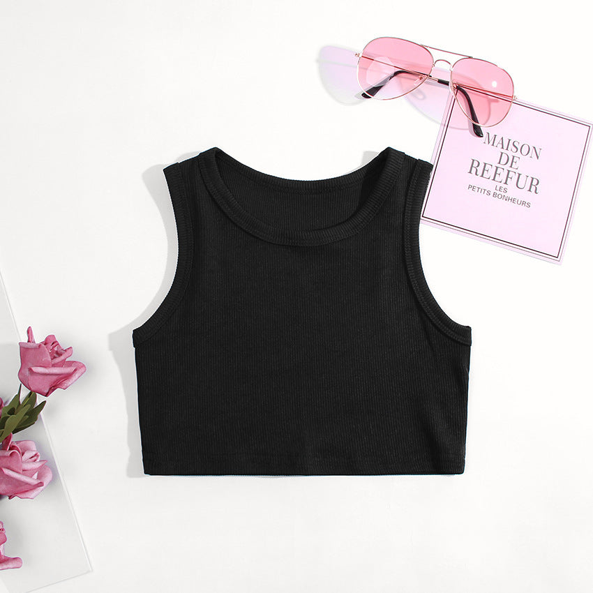 Children's summer tank top - stylish and cute girls' camisole, pink inner layer top, trendy and versatile for infants and toddlers