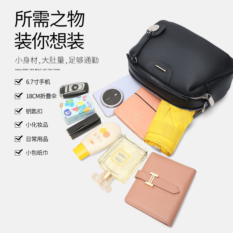 Genuine leather women's shoulder bag 2025 new trendy cowhide fashionable versatile mother bag large capacity simple messenger bag women