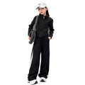 Girls' premium fashion activewear set - new korean style spring/autumn outfit: stylish top & wide-leg pants two-piece set