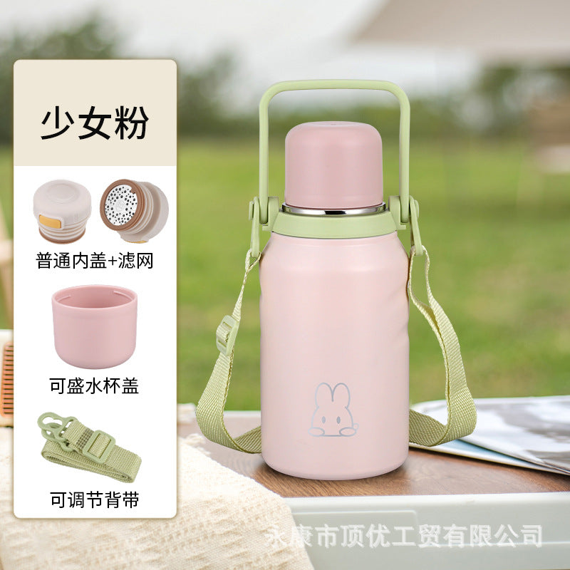 316 large-capacity thermos cup outdoor portable portable kettle stainless steel tea water separation tea making thermal insulation cold water cup