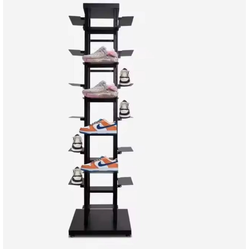 Source factory metal floor bracket can accommodate 24 pairs of shoelaces, four-sided shoe racks, metal display racks for storage