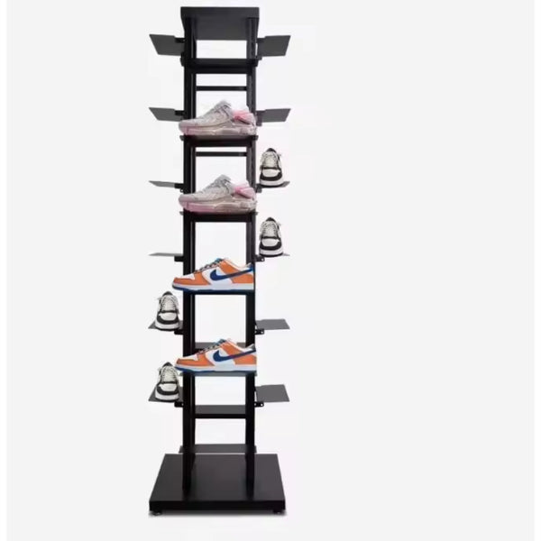 Source factory metal floor bracket can accommodate 24 pairs of shoelaces, four-sided shoe racks, metal display racks for storage