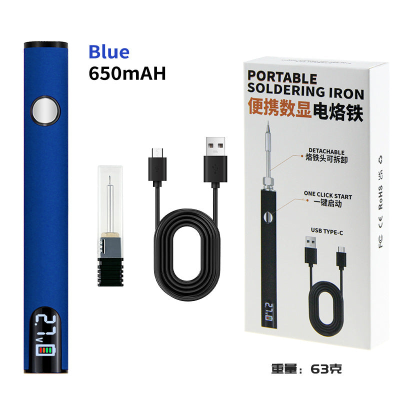 Cross-border explosive portable USB electric soldering iron USB wire burning pen digital display electric welding pen adjustable temperature 510 Loro iron connector