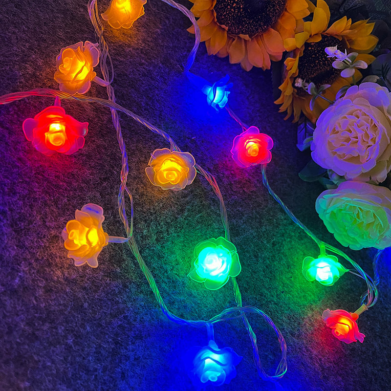 Cross-border new LED simulation rose light string Valentine's Day lights wedding romantic proposal confession decoration flash light