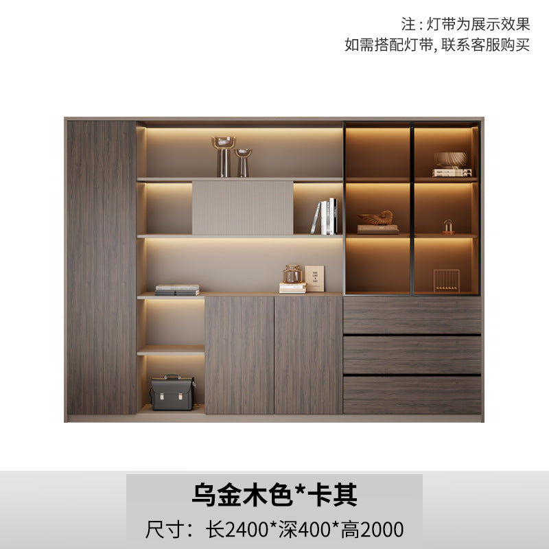 New chinoiserie office file cabinet wooden bookcase boss table background cabinet wall-mounted floor-standing five or six-door cabinetaccessible luxury