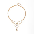 Stackable star necklace wholesale - cross-border fashion jewelry for women - vintage multi-layered light luxury design with diamond-studded teardrop pendant