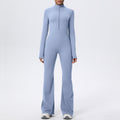 fashion zipper cloud-like tight long-sleeved yoga jumpsuit high-strength fitness sports all-in-one jumpsuit