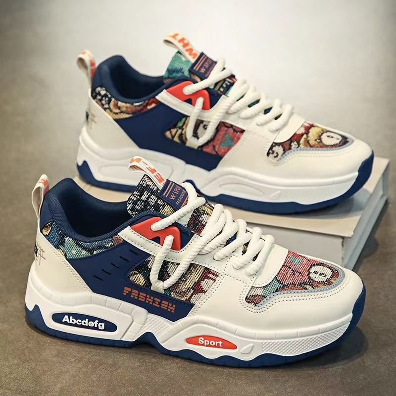 Men's winter 2025 sneakers: new thick-soled, youth-height-increasing, breathable, versatile casual canvas dad shoes - trendy style