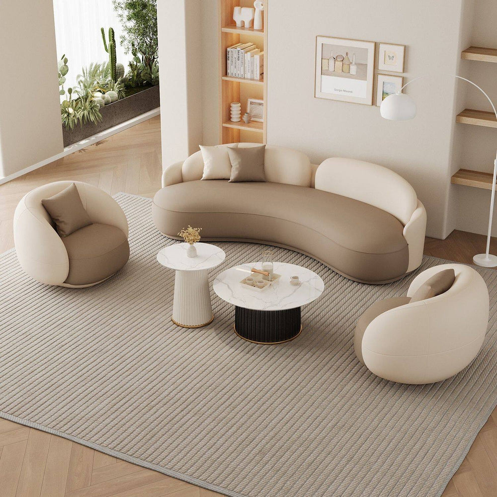 Retro small apartment leather curved sofa popular sales office negotiation accessible luxury technology cloth clothing store reception sofa
