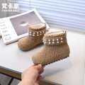 Vancahao girls' fashion pearl snow boots - new  winter collection - kids' double-layer cotton warm fuzzy ankle boots for babies