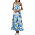 European and american autumn new arrivals: sweet & spicy vacation-ready slim-fit digital print cami dress with lace trim and flowy skirt - premium quality