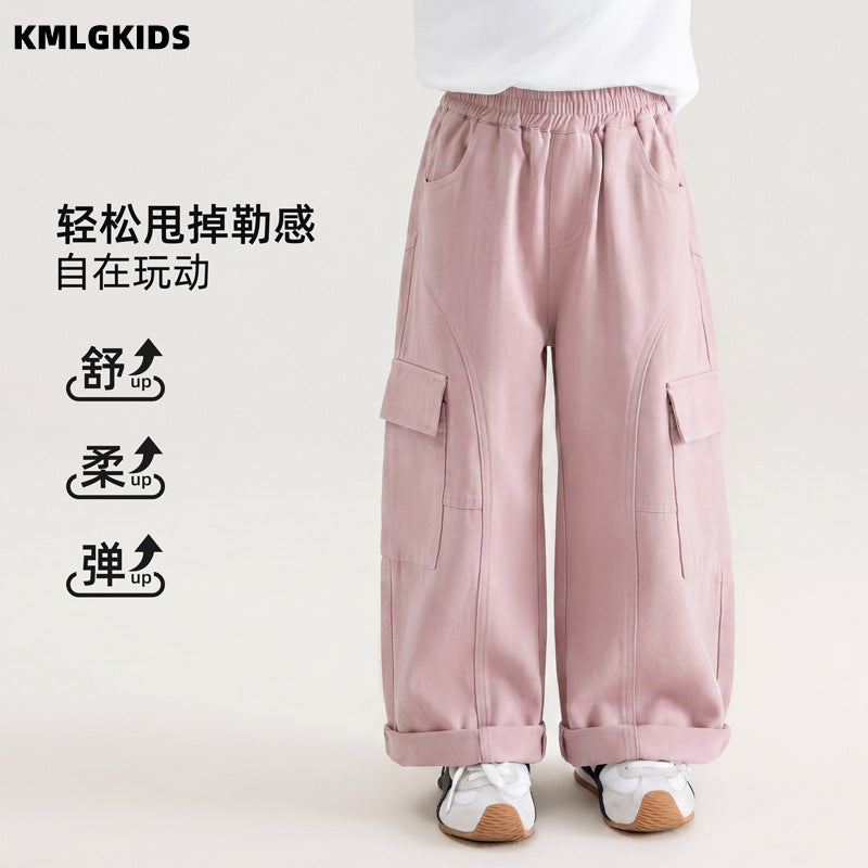 autumn new arrival: stylish wide-leg cargo pants for girls - trendy, cool, and casual
