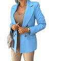 fashion: european and american autumn/winter new double-breasted blazer - solid color women's outerwear