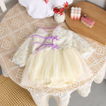 korean style newborn & infant spring/autumn 100-day & first birthday dress - chic long-sleeve princess romper dress for baby girls