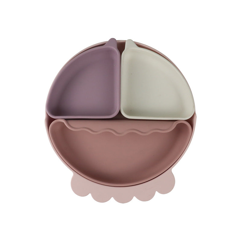 Food grade silicone children's plate baby complementary food bowl cartoon crab grid plate baby independent eating tableware