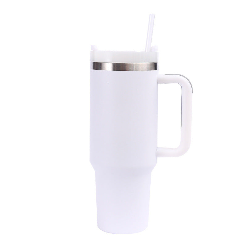 40oz 304 stainless steel large capacity insulated tumbler with handle, vacuum straw, car cup, gift water bottle, business gift