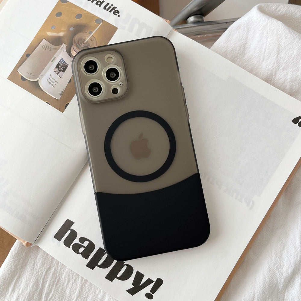 Suitable for iphone17promax splicing contrasting color mobile phone case magnetic suction apple 16 skin-like frosted anti-fall protective cover